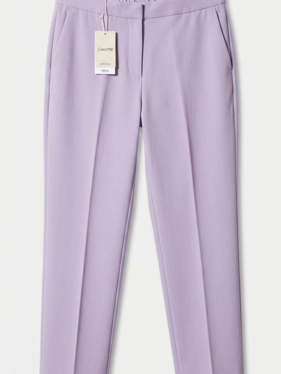 Mango Pants - Mango Lilac Straight-Leg Tailored Trousers Size L. Size XXL